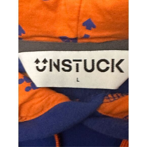 Unstuck Men's Long Sleeve Pullover Drawstring Hoodie Blue Sweatshirt Size L - Picture 4 of 5